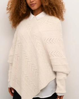 CRHOLIDAY KNIT PONCHO CREAM