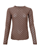 BLACK COLOUR - BCJENNIE DOTTED MESH BLOUSE 