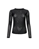 BLACK COLOUR - BCJENNIE DOTTED MESH BLOUSE 